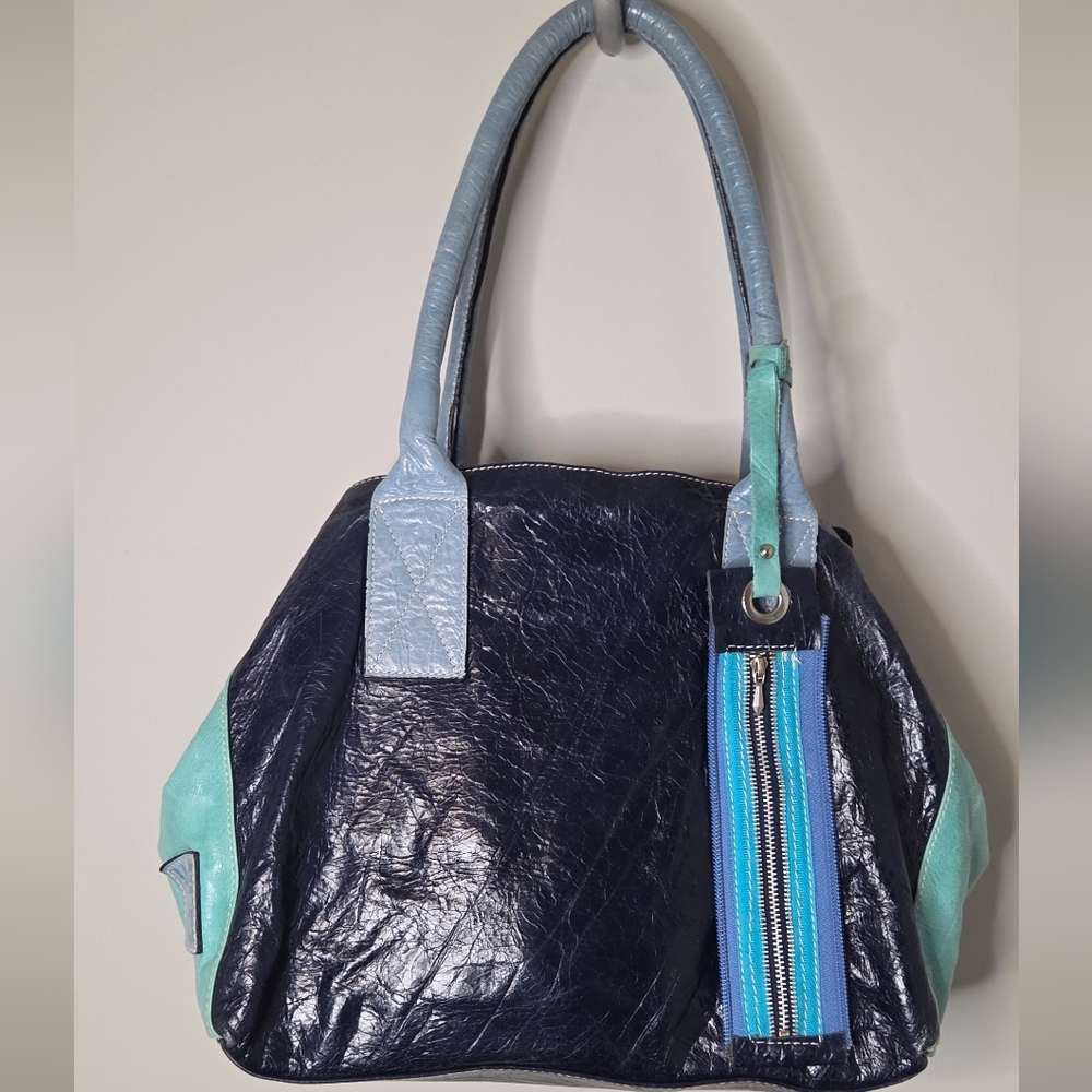 WEGO Leather Color Block Sachel Bag